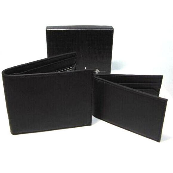 NEW Mens RFID Block BIFOLD WALLET +Removable PASSCASE Buxton Black Faux Leather - Picture 1 of 11